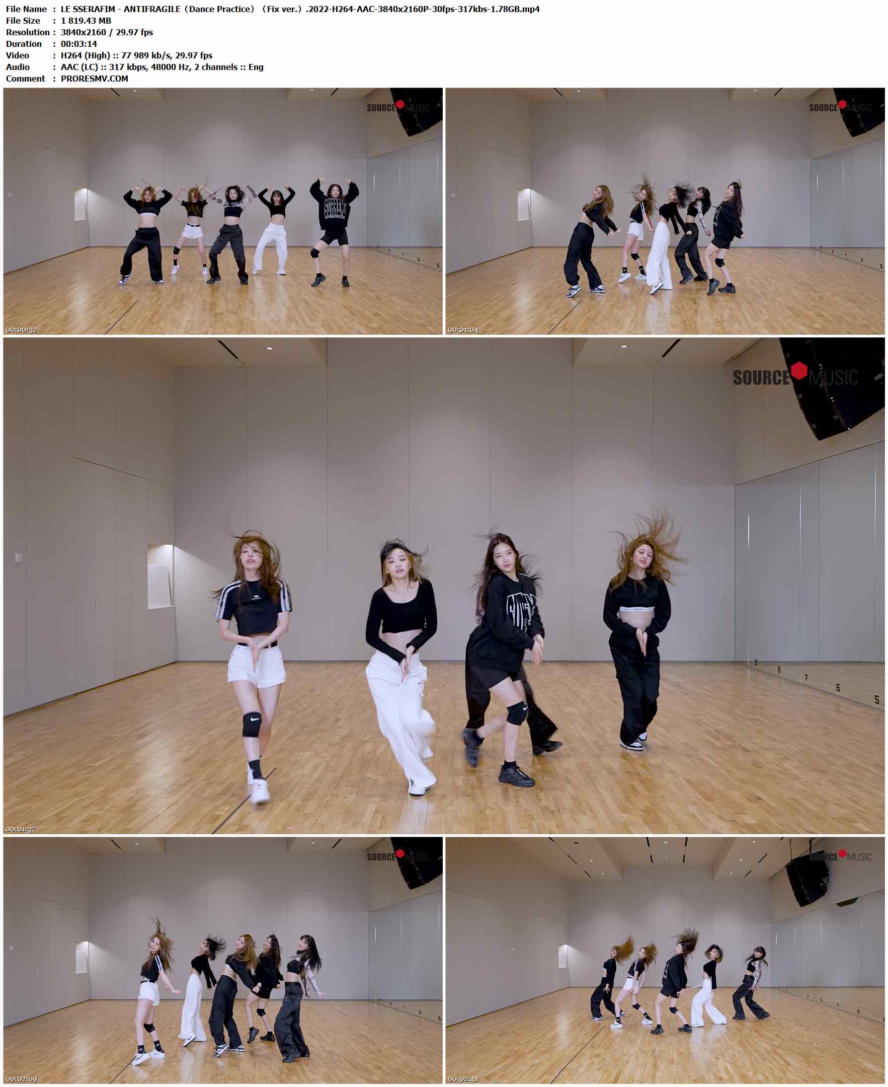 LE SSERAFIM - ANTIFRAGILE（Dance Practice）（Fix ver.）.2022-H264-AAC-3840x2160P-30fps-317kbs-1.78GB官方MV_高清MV